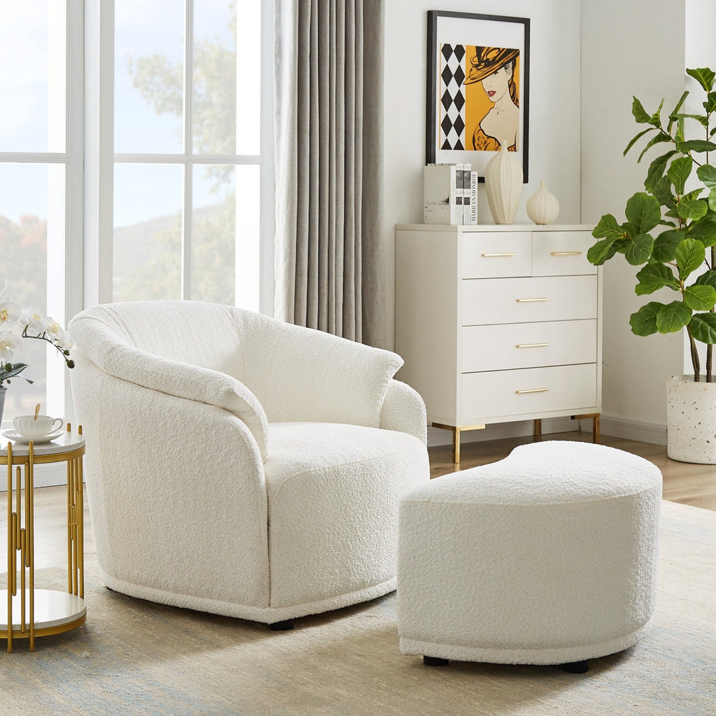 Amaretto | Boucle Arctic | Chair & Ottoman | Furniture Forum